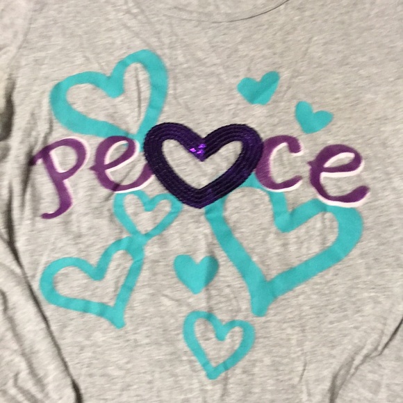 SO Other - Peace top Girls size 14 long sleeve Peace tshirt EUC gray